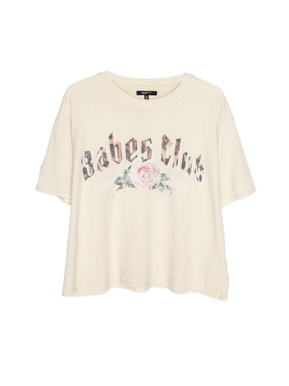 Brunette the Label Babes Club Graphic Oversized Tee (NWOT) Ivory Cream, S/M